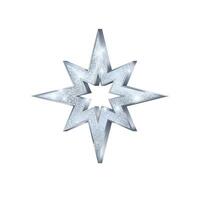 Christmas Silver Star. Holiday Decoration Element for Greeting Card or Banner. Vector illustration isolated on white background