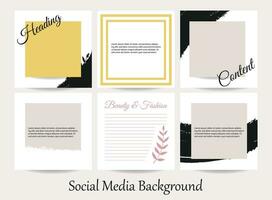 Social media story, post, and feed template design. Minimal background layout mockup in pastel pink-yellow color, light spring-summer vector in vintage retro collage style for beauty, fashion content