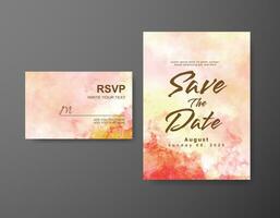 Wedding invitation with abstract watercolor background vector