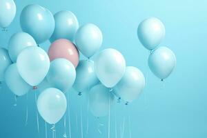 Blue and pink balloons. AI generated photo