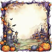 Trick or treat Halloween watercolor frame high quality ai generated image photo