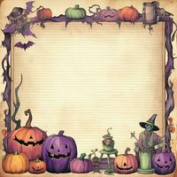 Trick or treat Halloween watercolor frame high quality ai generated image photo