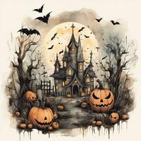 Illustration spooky Halloween card high quality ai generated image photo