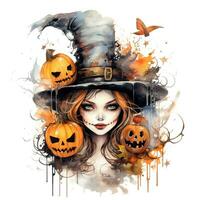 Halloween watercolor cover Happy Halloween party high quality ai generated image photo