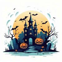 Halloween flat design simple cartoon white background high quality ai generated image photo