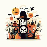 Halloween flat design simple cartoon white background high quality ai generated image photo