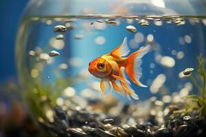 Goldfish in the aquarium. AI generated photo