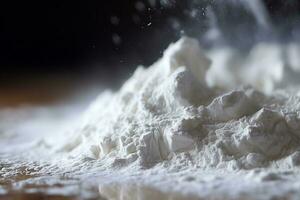 Macro close-up of flour. AI generated photo