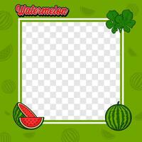 Watermelon fruit photo frame cover background design vector