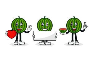 Watermelon fruit cartoon character design collection vector