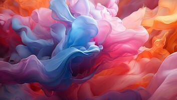 Abstract blue and pink color drop to the water, Generative AI photo