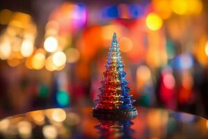 Abstract festive christmas tree at dreamland and blurred background generative ai photo