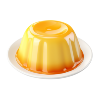 Pudding custard on white plate. AI generative. png