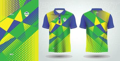 blue green yellow polo sport shirt sublimation jersey template vector