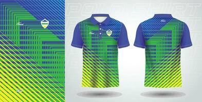 blue green yellow polo sport shirt sublimation jersey template vector