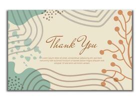 thank you card with beautiful elegant flowers, thank you card with abstract shape illustration, thank you card, save the date card. vector