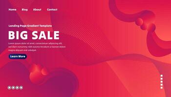 Landing page wavy gradient template vector illustration