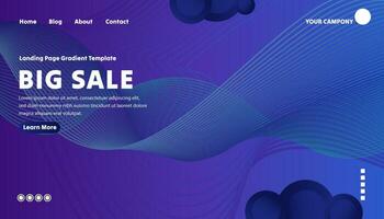 Landing page wavy gradient template vector illustration