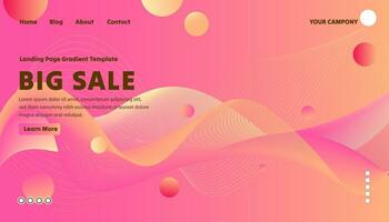 Landing page wavy gradient template vector illustration