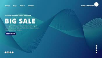 Landing page wavy gradient template vector illustration