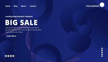 Landing page wavy gradient template vector illustration