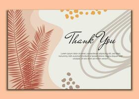 thank you card with beautiful elegant flowers, thank you card with abstract shape illustration, thank you card, save the date card. vector