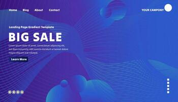 Landing page wavy gradient template vector illustration