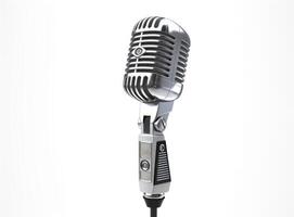 Old microphone isolated on white background. photo