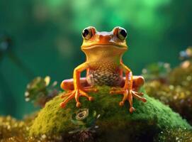 Cute frog on moss. photo