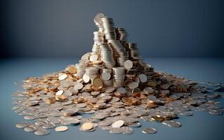 Coins stack. Money pile wealth background. photo