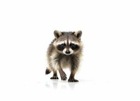 Raccoon isolated on white background. Generative AI photo