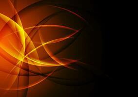 Dark orange shiny glossy flowing waves abstract background vector