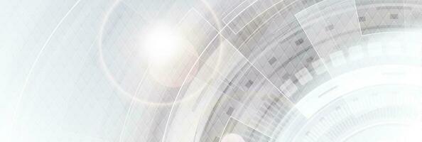 Grey and white abstract technology HUD gear banner vector