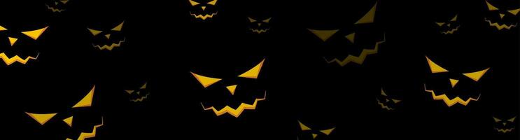 Glowing eyes of monsters in the dark of night. Halloween banner vector