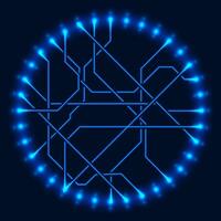 Abstract neon blue tech circuit board lines scheme background vector