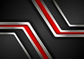 Technology red and black background with metallic stripes vector