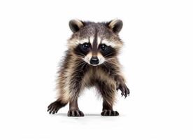 Raccoon isolated on white background. Generative AI photo