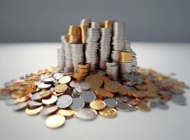 Coins stack. Money pile wealth background. photo