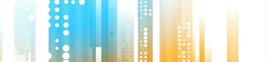 Blue orange tech striped background with circles and squares vector