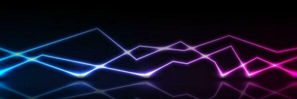 Blue purple neon curved lines abstract technology background vector