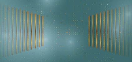 Abstract blue tech background with golden lines vector