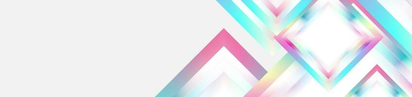 Holographic glossy geometric abstract tech banner vector