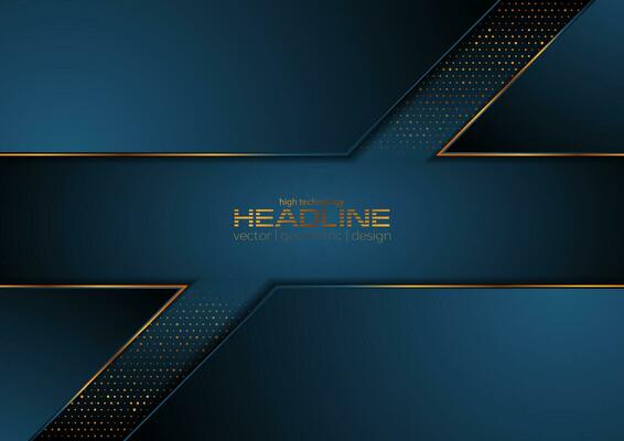 Dark blue and golden abstract tech geometric background