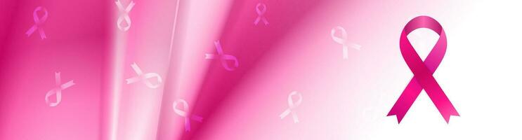 Breast cancer awareness month. Smooth stripes and ribbon tape banner design vector