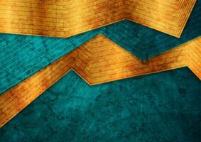 Abstract turquoise and golden grunge corporate background vector