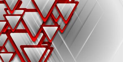 Red and grey glossy triangles abstract geometric background vector