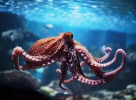 Octopus swimming in the ocean. Generative AI. photo