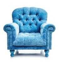 Blue chair isolated on white background. Generative AI photo