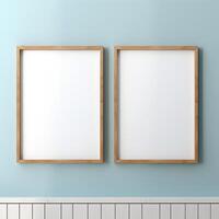 AI generative High quality blank frame in white color, perfect to create mockup preview photo