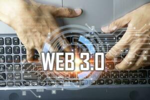 Digital communication concept and virtual screen technology WEB 3.0 and AI development photo